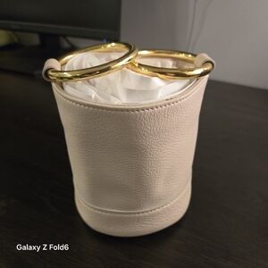 Simon Miller Cream Leather Bucket Bag with Gold Rings